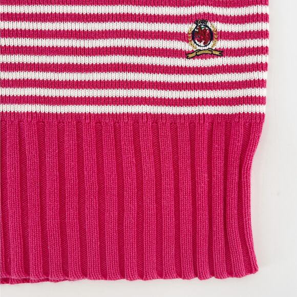 90s crop short sleeve sweater hot pink striped Tommy Hilfiger 1990s vintage - Picture 2 of 5